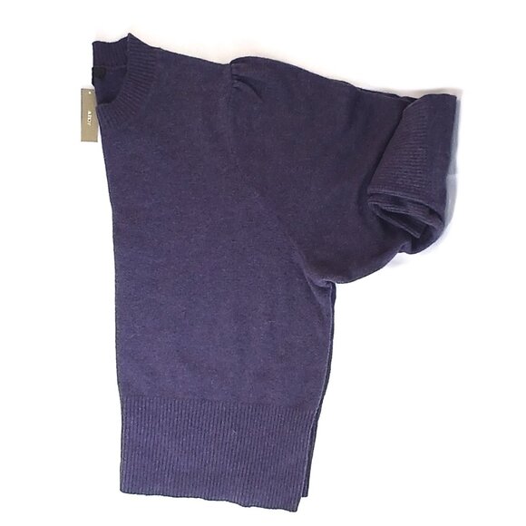 J. Crew Puff-Sleeve Balloon Sleeve Crewneck Purple Sweater in Supersoft Yarn NWT - Picture 6 of 9
